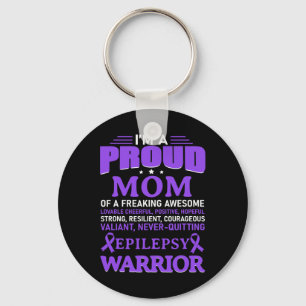 I'm A Proud Mum Epilepsy Awareness Purple Ribbon W Key Ring