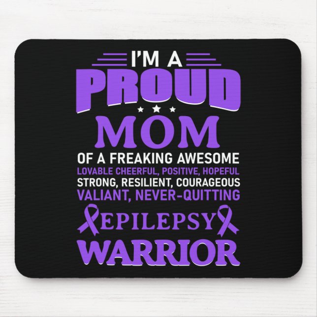 I'm A Proud Mum Epilepsy Awareness Purple Ribbon W Mouse Mat (Front)