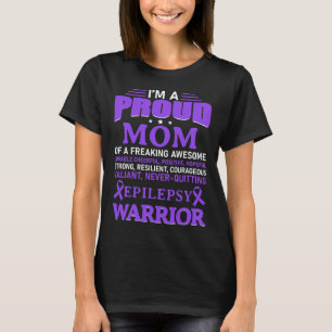 I'm A Proud Mum Epilepsy Awareness Purple Ribbon W T-Shirt