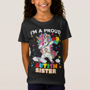 I'm A Proud Sister Dabbing Unicorn Autism Awarenes T-Shirt