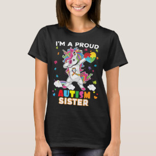I'm A Proud Sister Dabbing Unicorn Autism Awarenes T-Shirt