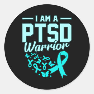 I'm A Ptsd Warrior Stress Awareness Ribbon Support Classic Round Sticker