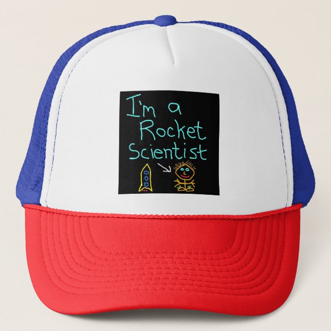 I'm a rocket scientist satirical designs trucker hat (Front)