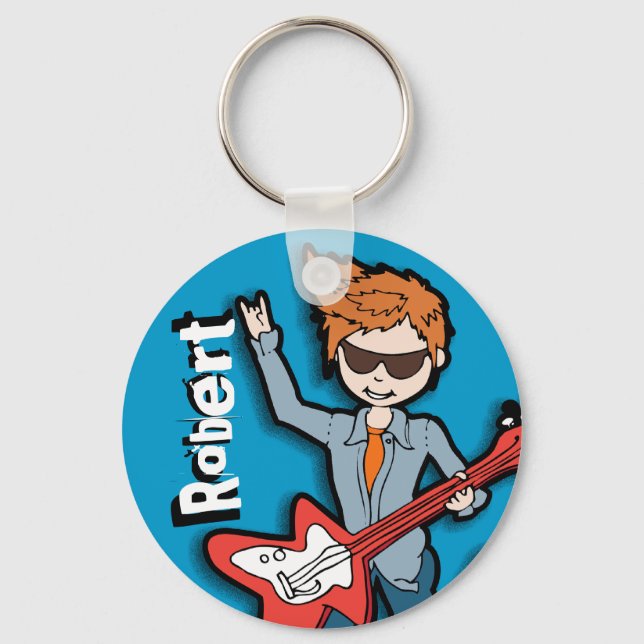 "I'm a Rockstar" blue graphic named keychain (Front)