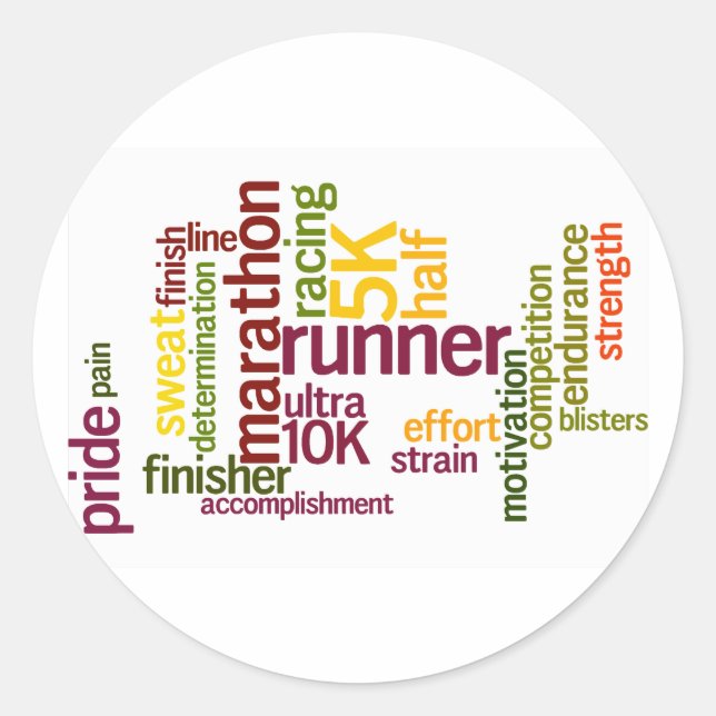 I'm a Runner Words Classic Round Sticker (Front)