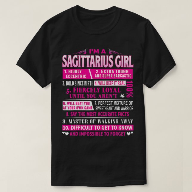 I'm A Sagittarius Girl  Sagittarius Birthday  T-Shirt (Design Front)