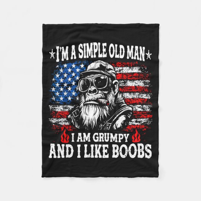 I'm a simple old man i am grumpy and i like funny  fleece blanket (Front)