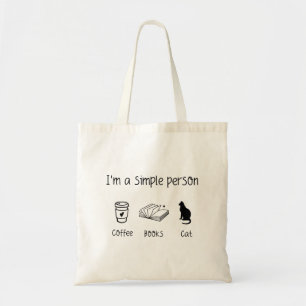 Im a simple person coffee books and cats tote bag