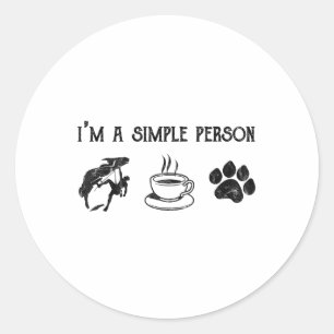 Im A Simple Person Gift For Lover Coffee Dogs Rock Classic Round Sticker