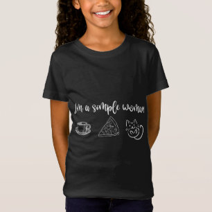 I'm a Simple Woman Coffee Books Cats Dogs Pizza T-Shirt