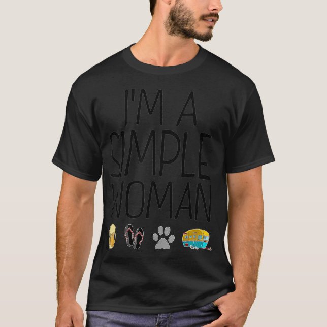 Im A Simple Woman Gift For Beer Dog Camping Flip T-Shirt (Front)