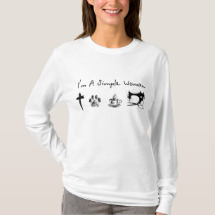 I'm a simple woman jesus dog coffee sewing T-Shirt