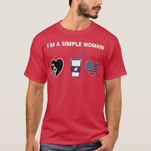 Im a simple woman love dog coffee heart blue polic T-Shirt