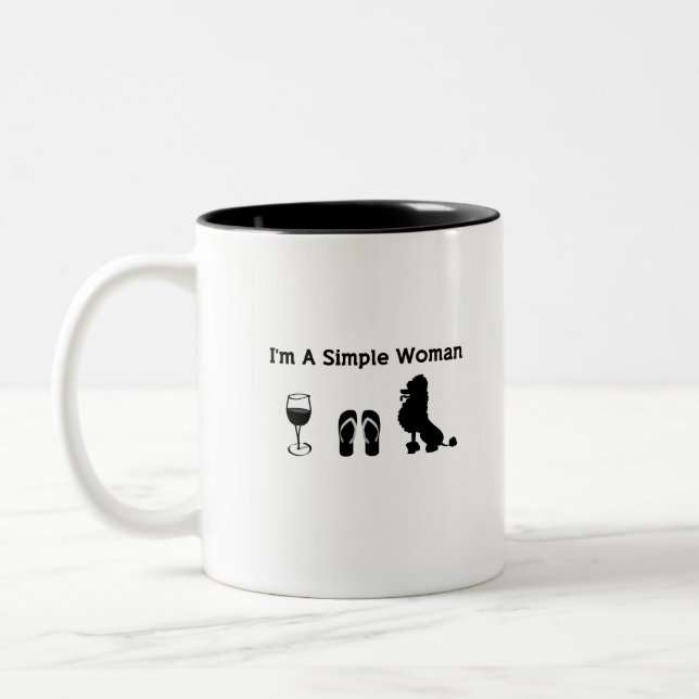 I'm A Simple Woman With Wine And Poodle Two-Tone Coffee Mug (Left)