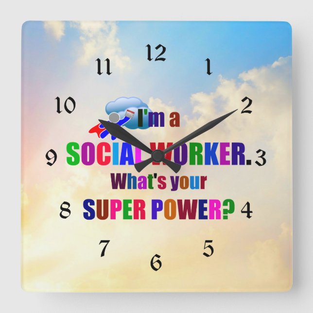 "I'm a Social Worker" superhero Square Wall Clock (Front)