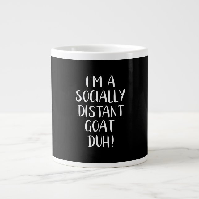 I'm a Socially Distant Goat Funny Halloween Large Coffee Mug (Front)