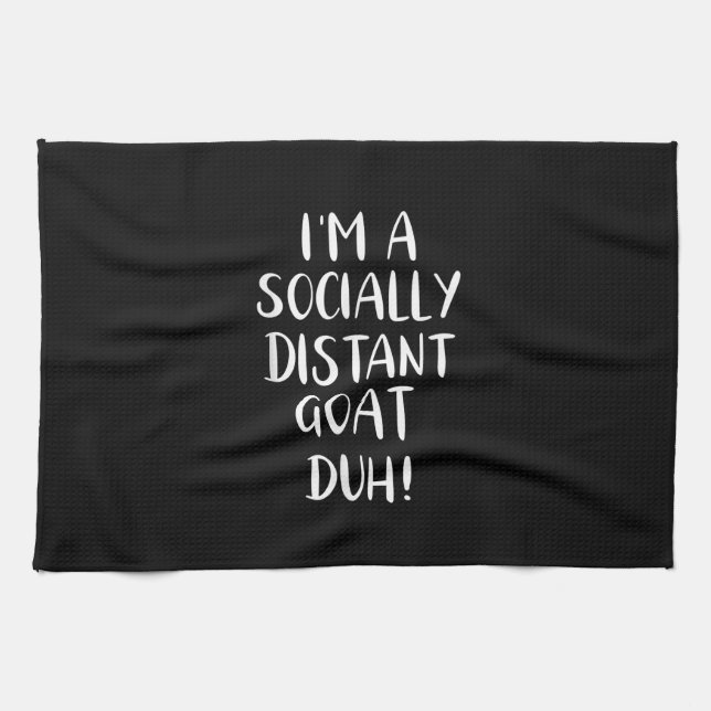 I'm a Socially Distant Goat Funny Halloween Tea Towel (Horizontal)