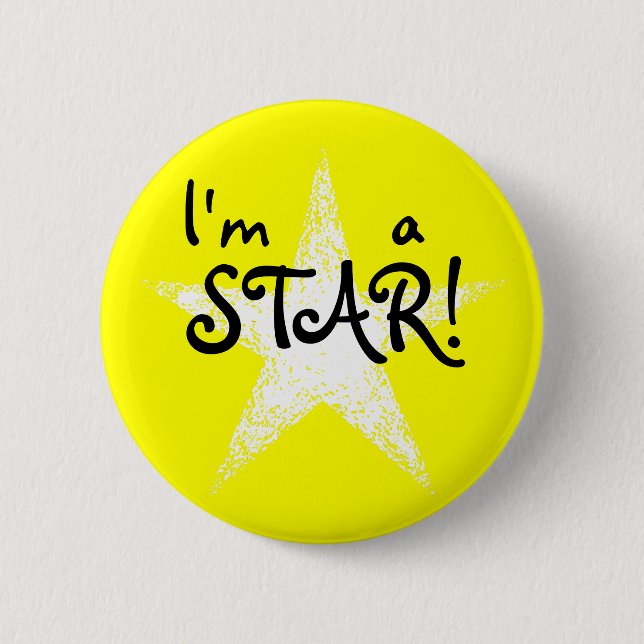 I'm a STAR! | Yellow 6 Cm Round Badge (Front)