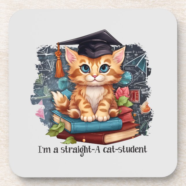 I'm A Straight A Cat Student Coaster (Front)