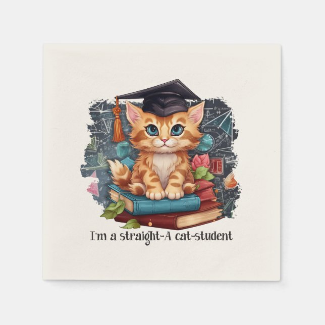 I'm A Straight A Cat Student Napkin (Front)