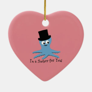 I'm A Sucker for You! Blue Octopus Ceramic Tree Decoration