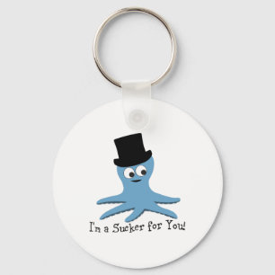 I'm A Sucker for You! Blue Octopus Key Ring