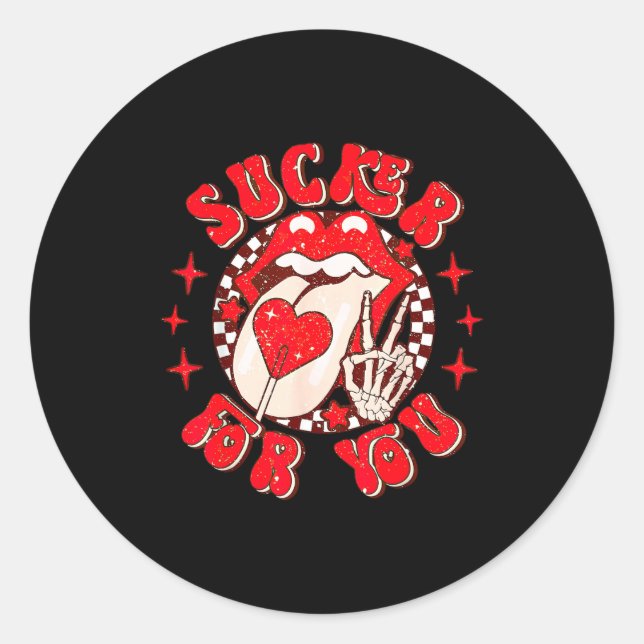 I'm A Sucker For You Candy Heart Love Happy Valent Classic Round Sticker (Front)