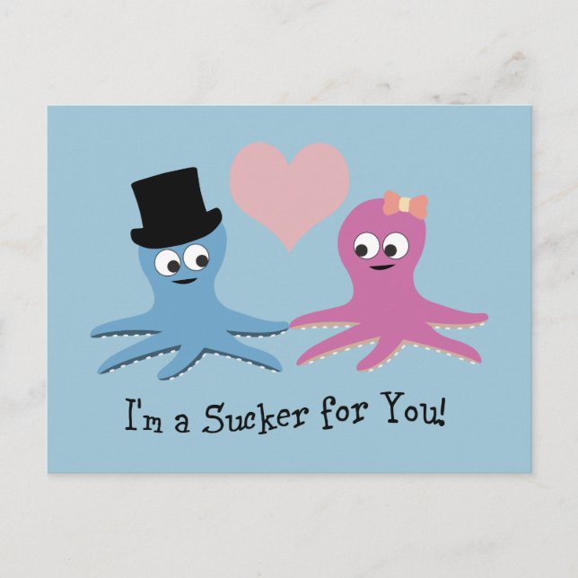 I'm a sucker for you! Cute Octopi Postcard (Front)