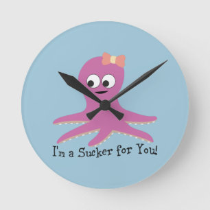 I'm a sucker for you! Pink Octopus Round Clock