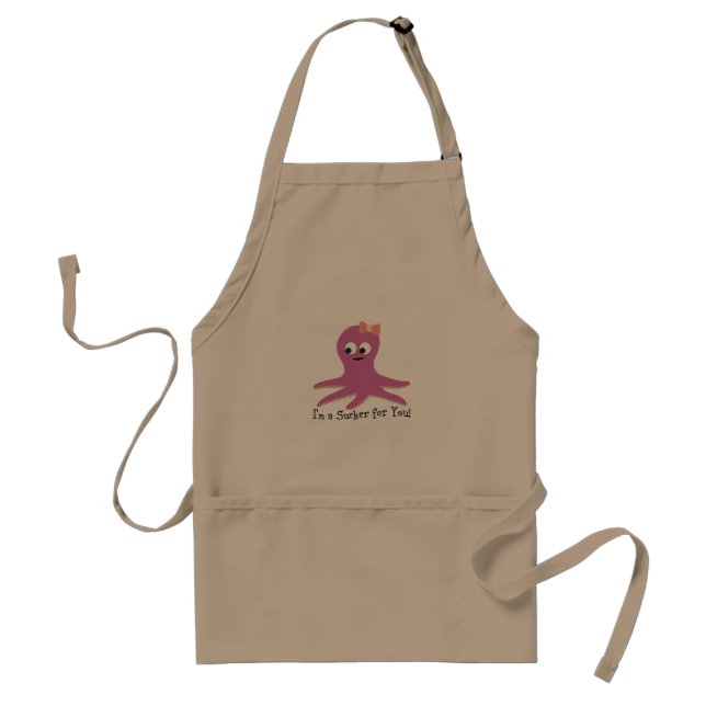 I'm a sucker for you! Pink Octopus Standard Apron (Front)