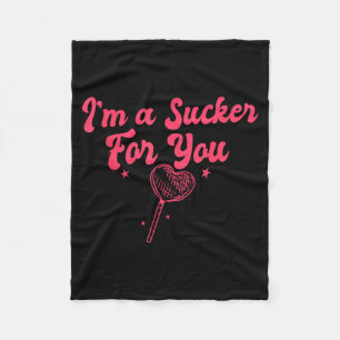 I'm A Sucker For You Romantic Valentine's Couple M Fleece Blanket