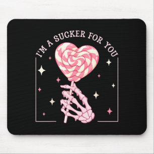 I'm A Sucker For You Skeleton Heart Candy Valentin Mouse Mat