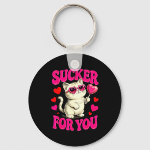 I'm A Sucker For You Valentines Day Funny Cat Love Key Ring