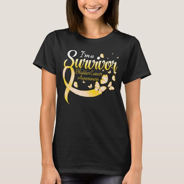 I'm A Survivor Bladder Cancer Awareness Butterfly  T-Shirt (Front)