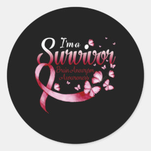I'm A Survivor Brain Aneurysm Awareness Butterfly Classic Round Sticker