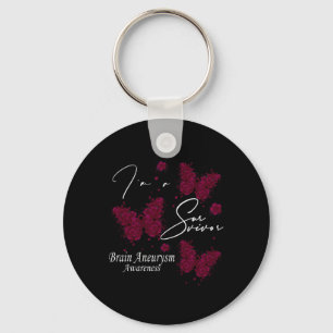 I'm A Survivor Brain Aneurysm Awareness Butterfly Key Ring