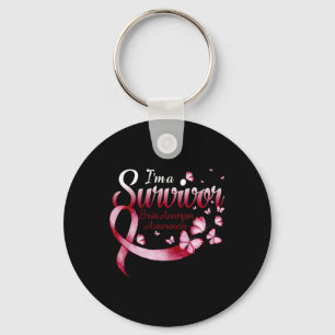 I'm A Survivor Brain Aneurysm Awareness Butterfly Key Ring