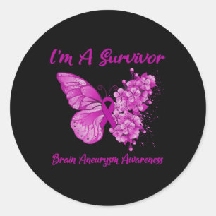 I'm A Survivor Brain Aneurysm Awareness Classic Round Sticker