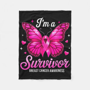 I'm A Survivor Breast Cancer Awareness Butterfly P Fleece Blanket