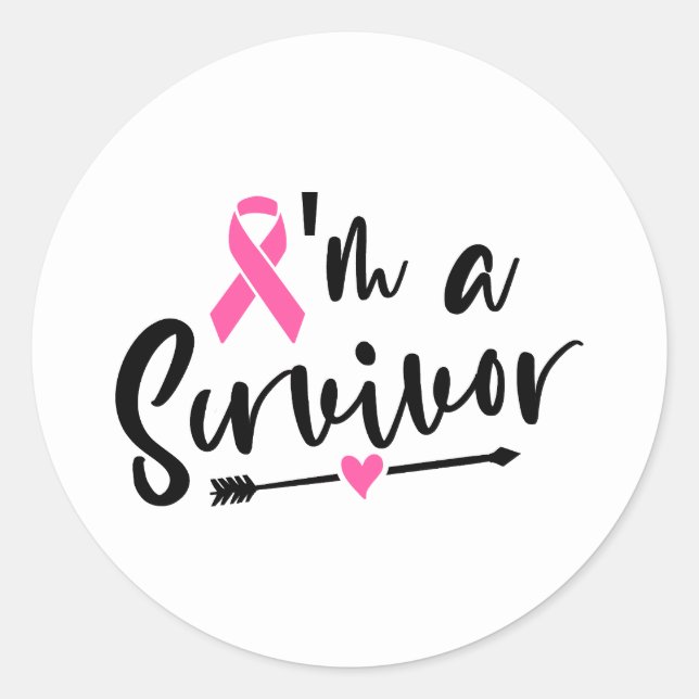 I'm A Survivor Breast Cancer Awareness Classic Round Sticker (Front)