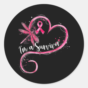 Im A Survivor Breast Cancer Awareness Dragonfly He Classic Round Sticker