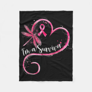 Im A Survivor Breast Cancer Awareness Dragonfly He Fleece Blanket