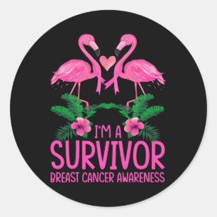 I'm A Survivor Breast Cancer Awareness Flamingo Classic Round Sticker