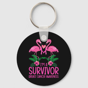 I'm A Survivor Breast Cancer Awareness Flamingo  Key Ring