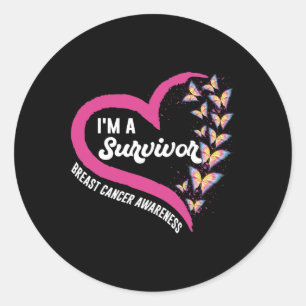 I'm A Survivor Breast Cancer Awareness Pink Butter Classic Round Sticker