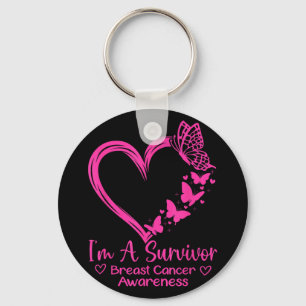 Im A Survivor Breast Cancer Awareness Pink Heart W Key Ring