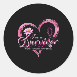 I'm A Survivor Breast Cancer Awareness Pink Ribbon Classic Round Sticker