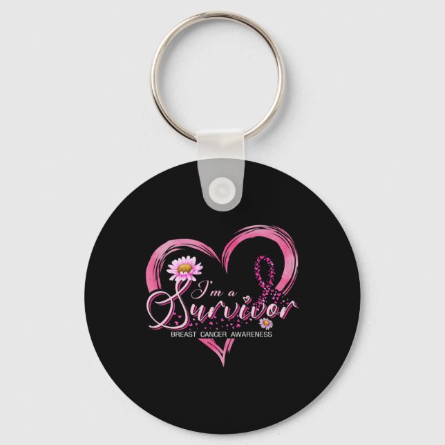 I'm A Survivor Breast Cancer Awareness Pink Ribbon Key Ring (Front)