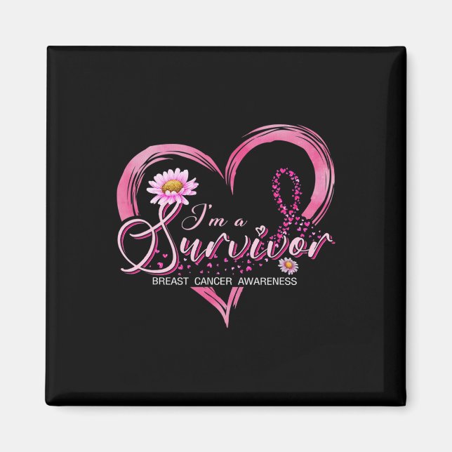 I'm A Survivor Breast Cancer Awareness Pink Ribbon Magnet (Front)