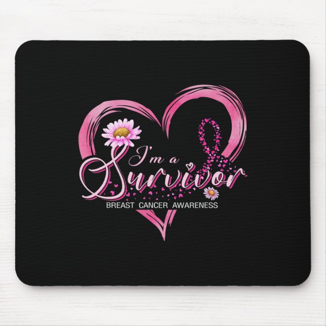 I'm A Survivor Breast Cancer Awareness Pink Ribbon Mouse Mat (Front)
